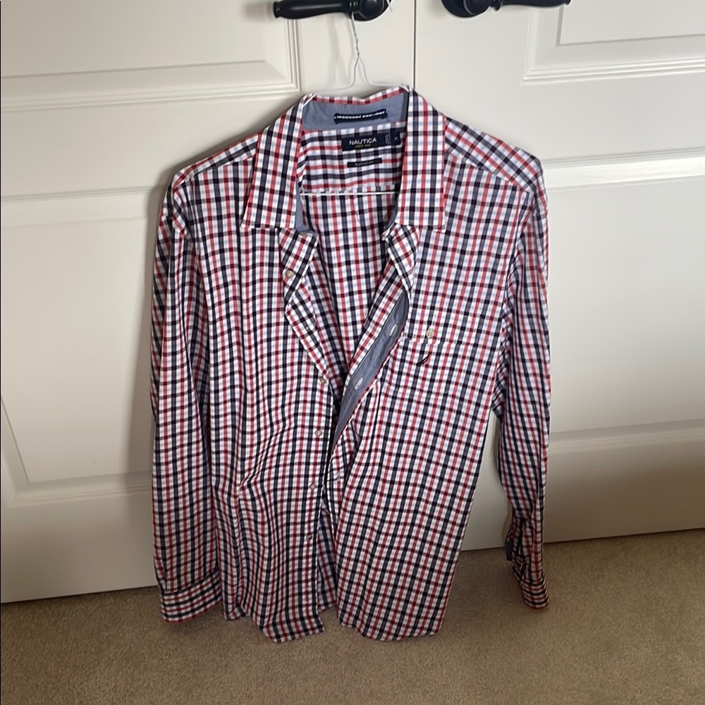 Nautica Men's Red and Blue Checkered Jacket